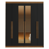 Clóset Matrimonial Venus 6 Puertas Batientes con Espejo Marrón/Negro/Marrón