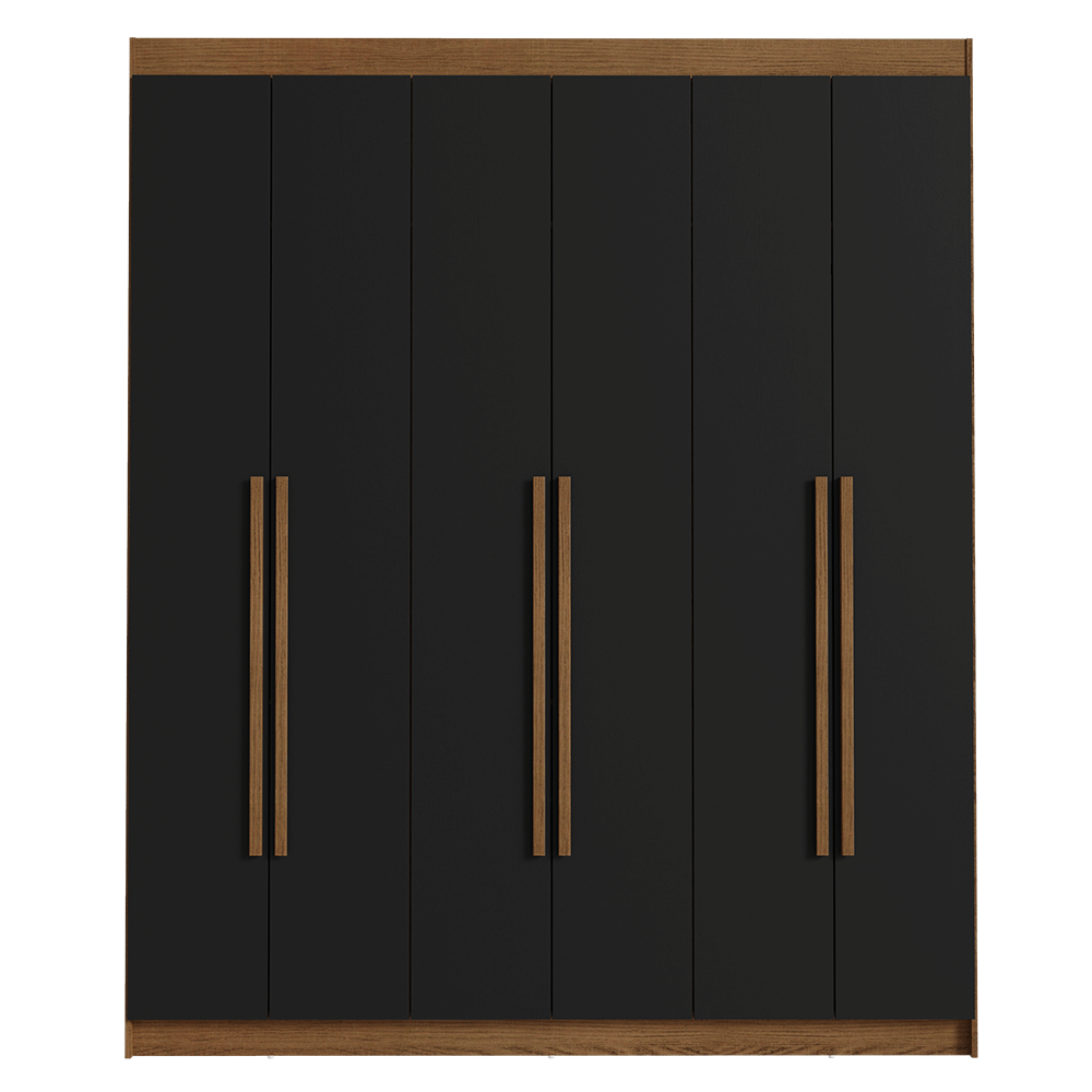 Clóset Matrimonial 180 cm 6 Puertas 4 Cajones Marrón/Negro Venus Madesa