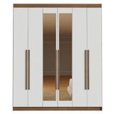 Clóset Matrimonial Venus 6 Puertas Batientes con Espejo Marrón/Blanco/Marrón
