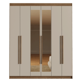 Clóset Matrimonial Venus 6 Puertas Batientes con Espejo Marrón/Crema/Marrón