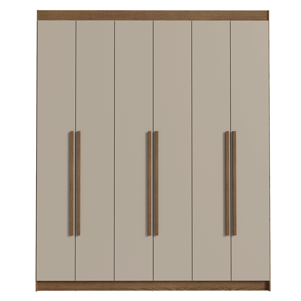 Clóset Matrimonial 180 cm 6 Puertas 4 Cajones Marrón/Crema Venus Madesa