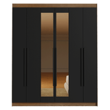 Clóset Matrimonial Venus 6 Puertas Batientes con Espejo Marrón/Negro/Negro