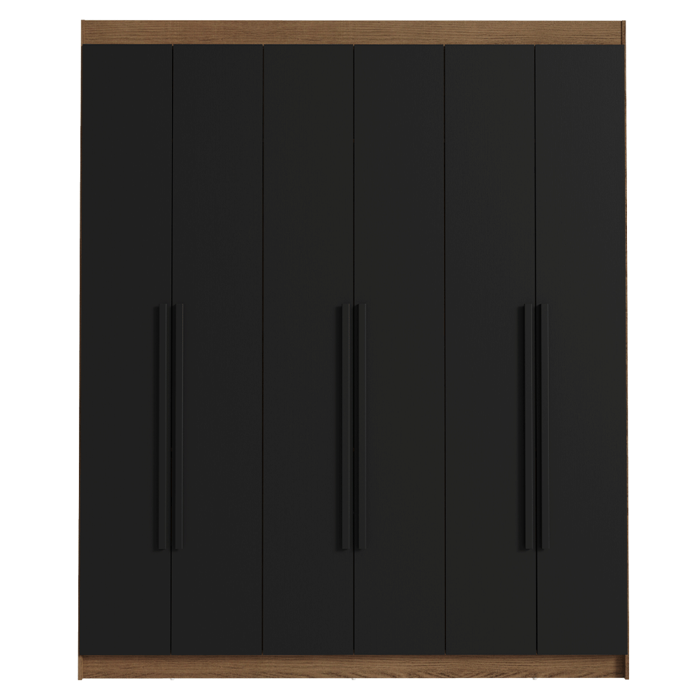 Clóset Matrimonial Venus 6 Puertas Batientes Marrón/Negro/Negro