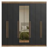 Clóset Matrimonial Venus 8 Puertas Batientes con Espejo Marrón/Negro/Marrón