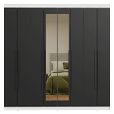 Clóset Matrimonial Venus 8 Puertas Batientes con Espejo Blanco/Negro/Negro