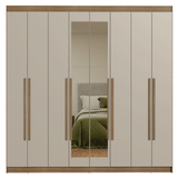 Clóset Matrimonial Venus 8 Puertas Batientes con Espejo Marrón/Crema/Marrón