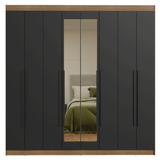 Clóset Matrimonial Venus 8 Puertas Batientes con Espejo Marrón/Negro/Negro