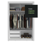 Clóset Soltero 117 cm 2 Puertas Corredizas Con 1 Espejo 2 Cajones Blanco Vivare Madesa