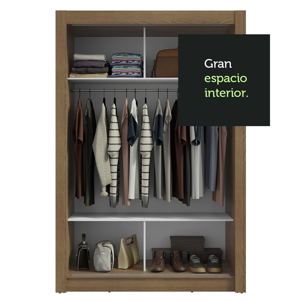 Clóset Soltero 117 cm 2 Puertas Corredizas Marrón Milano Madesa