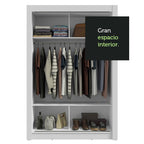 Clóset Soltero 117 cm 2 Puertas Corredizas Blanco/Marrón Milano Madesa