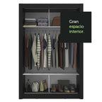 Clóset Soltero 117 cm 2 Puertas Corredizas Negro/Gris Milano Madesa