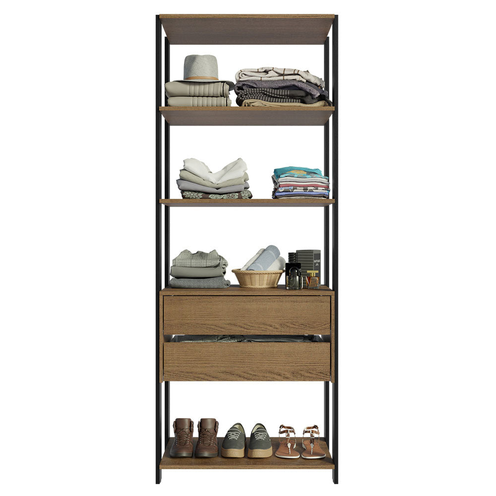 Clóset Modular Abierto 70 cm 2 Cajones Marrón/Negro Valencia Madesa