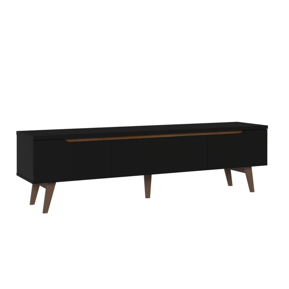 Mueble para TV hasta 80 Pulgadas 180 cm 2 Puertas 1 Cajón Doha Negro/Marrón