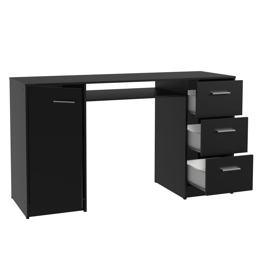 Escritorio para PC 3 Cajones 1 Puerta Negro Alaska