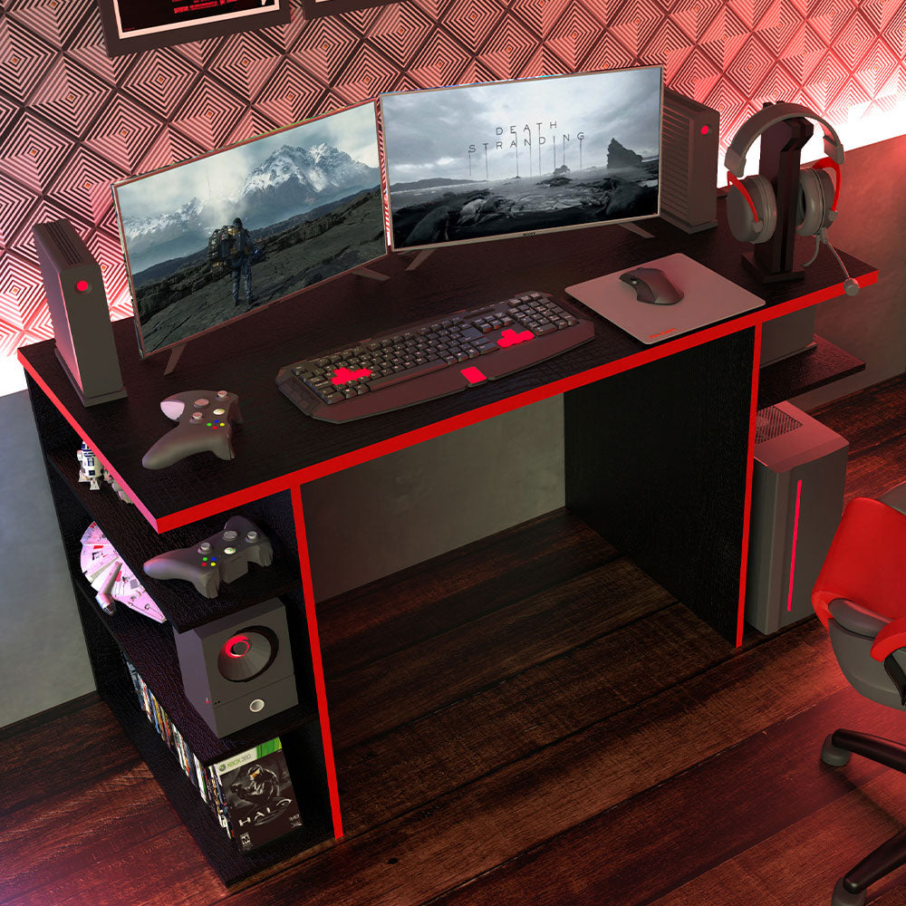 Escritorio Gamer Para PC y Consola Negro/Rojo