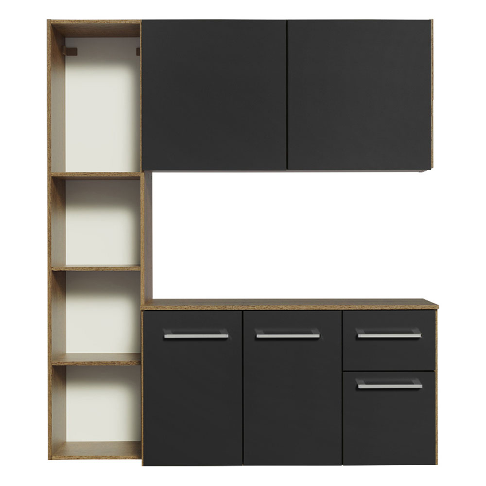 Cocina Compacta 120 cm Marrón/Negro Easy Madesa