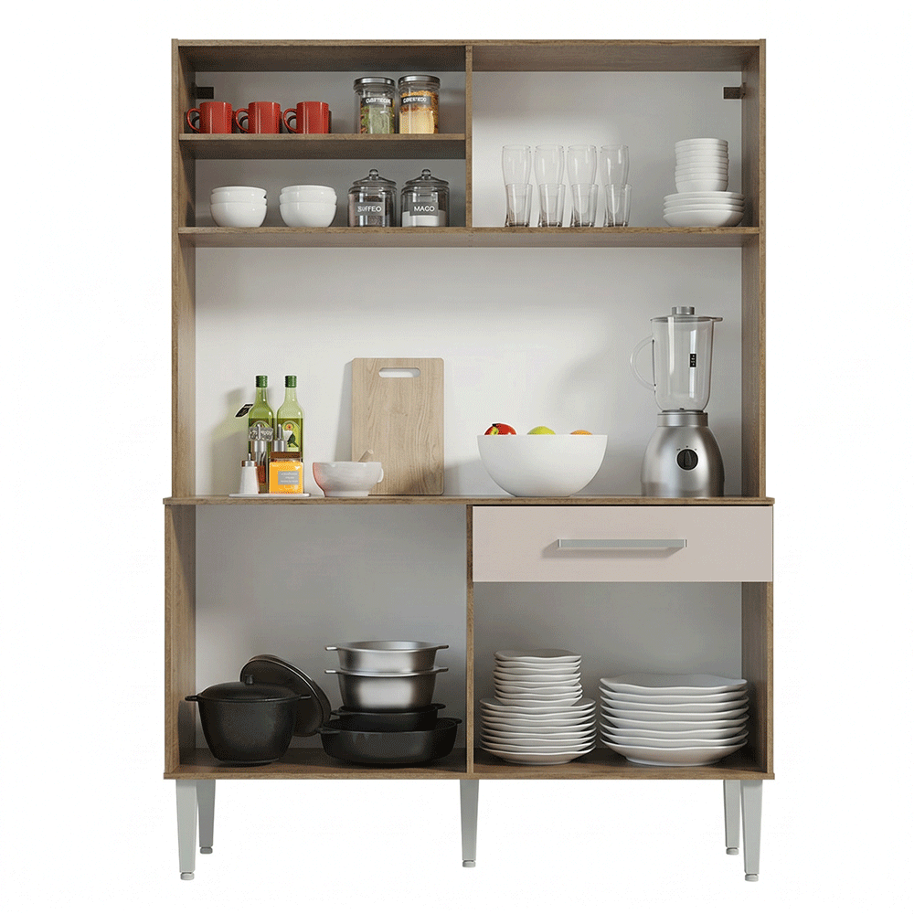 Cocina Compacta 120cm Marron/Crema Life