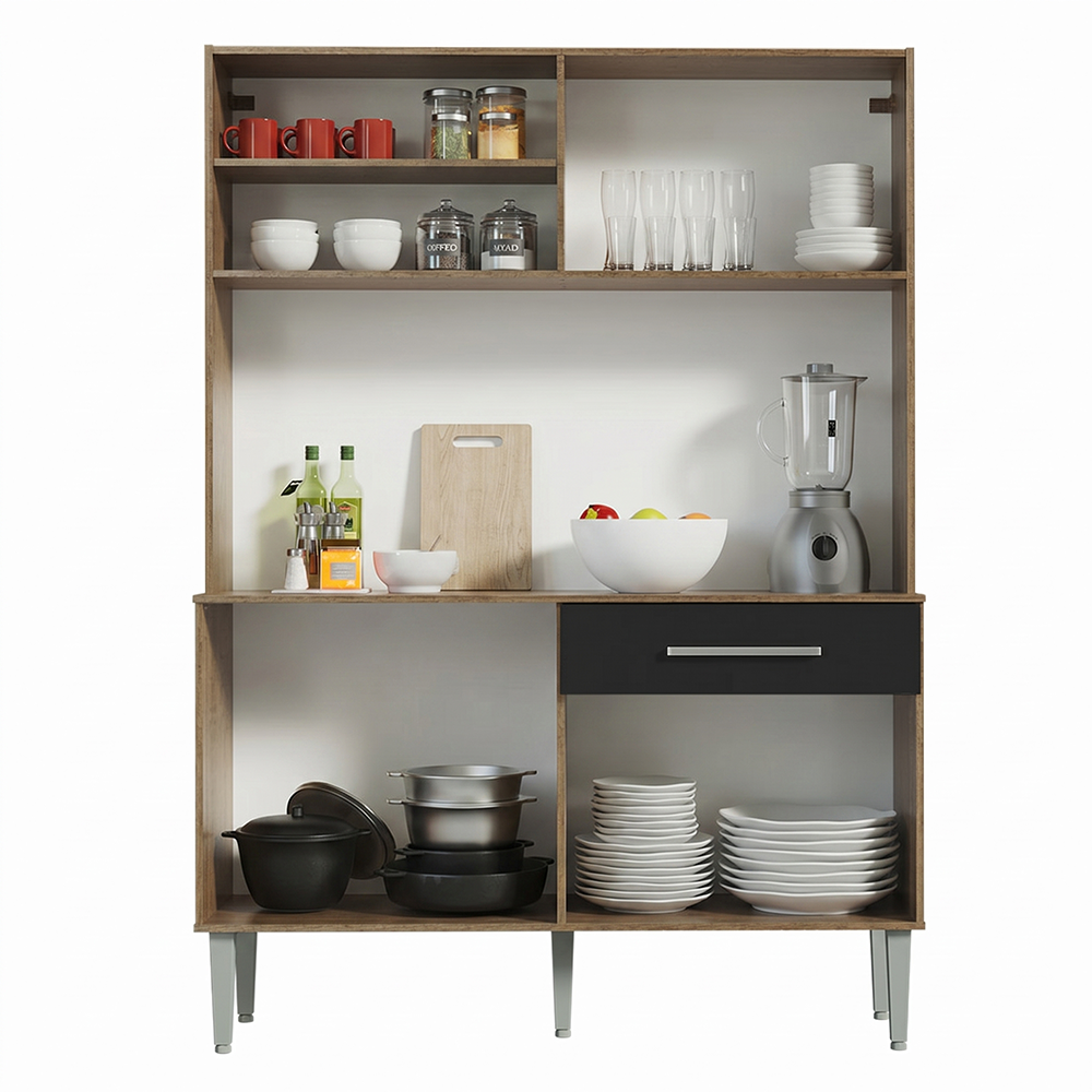 Cocina Compacta 120cm Marron/Negro Life