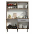 Cocina Compacta 120 cm Marrón/Gris Life Madesa