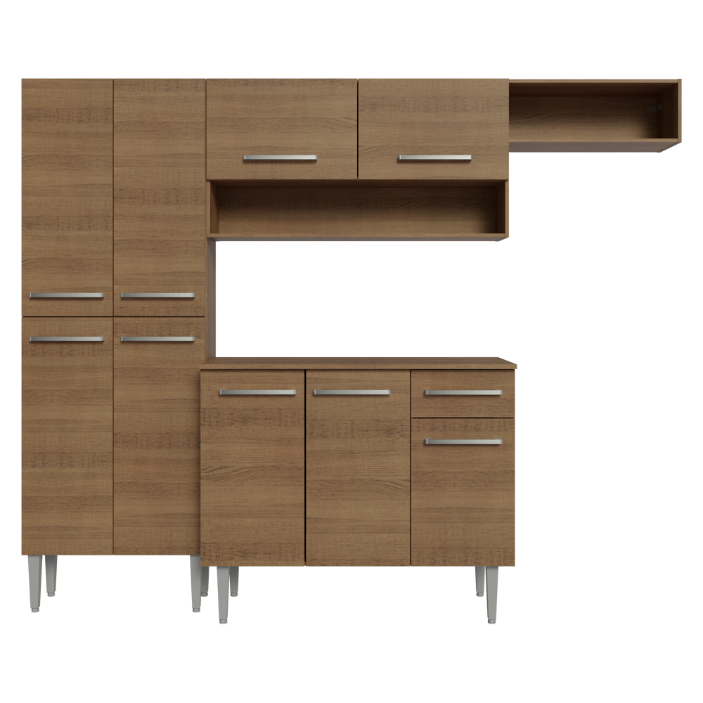 Cocina Compacta 229 cm 9 Puertas 1 Cajón Marrón Emilly Madesa 01
