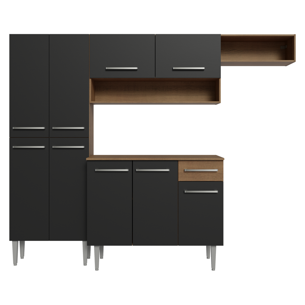 Cocina Compacta 229cm Marrón/Negro Emilly Top