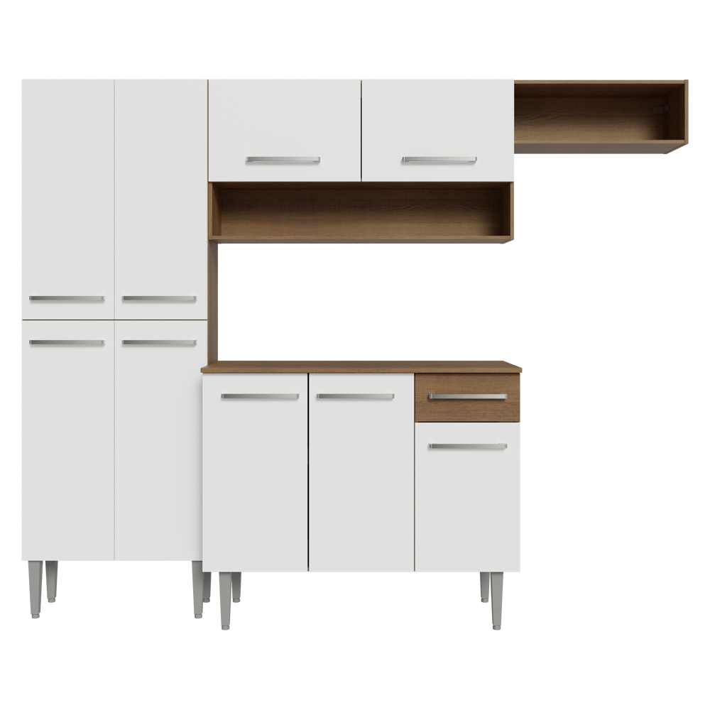 Cocina Compacta 229cm Marrón/Blanco Emilly Top