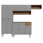 Cocina Compacta 229 cm 9 Puertas 1 Cajón Marrón/Gris Emilly Madesa 09