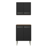 Kit con Gabinete Superior y Bajo 64cm Marrón/Negro Emilly