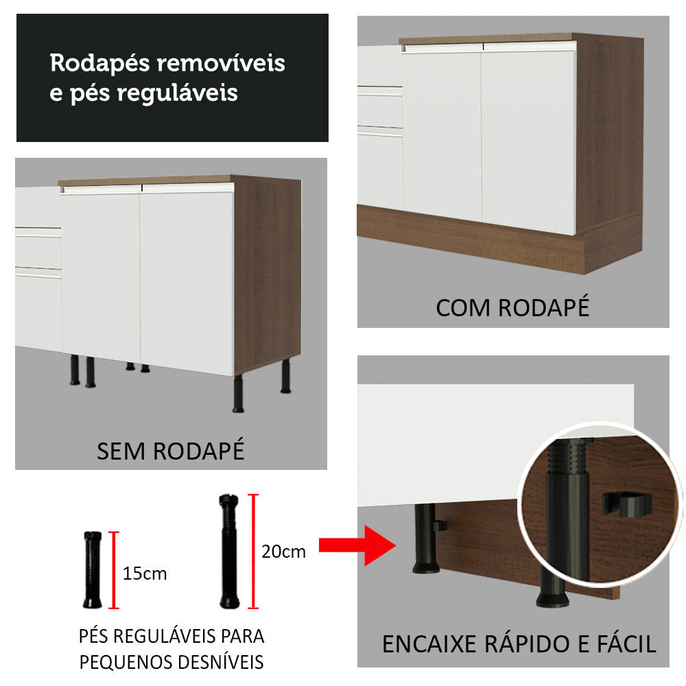 Gabinete Bajo 120 cm 2 Puertas Marrón/Blanco Glamy Madesa