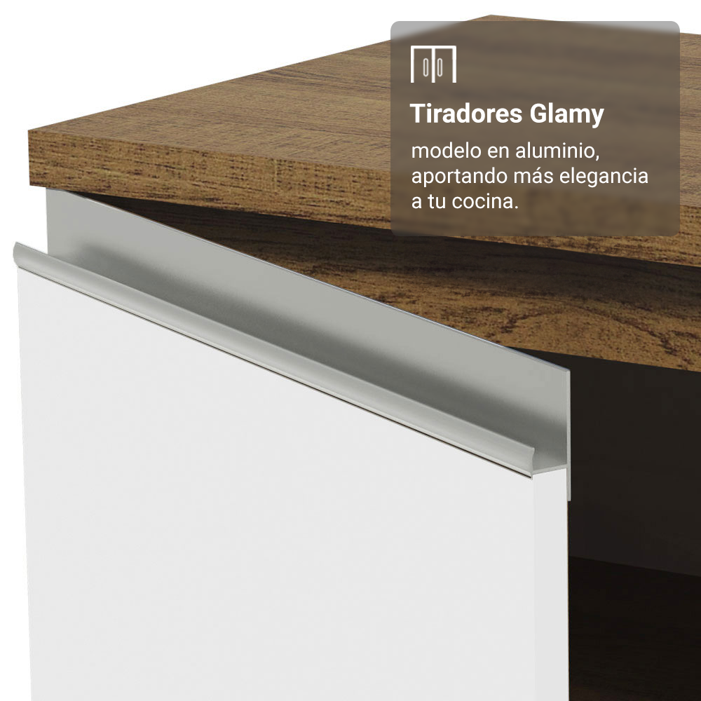 Gabinete Bajo para Fregadero con Accesorios de Cocina 120 x 60 cm 2 Puertas (Con Encimera) Glamy Marrón/Blanco