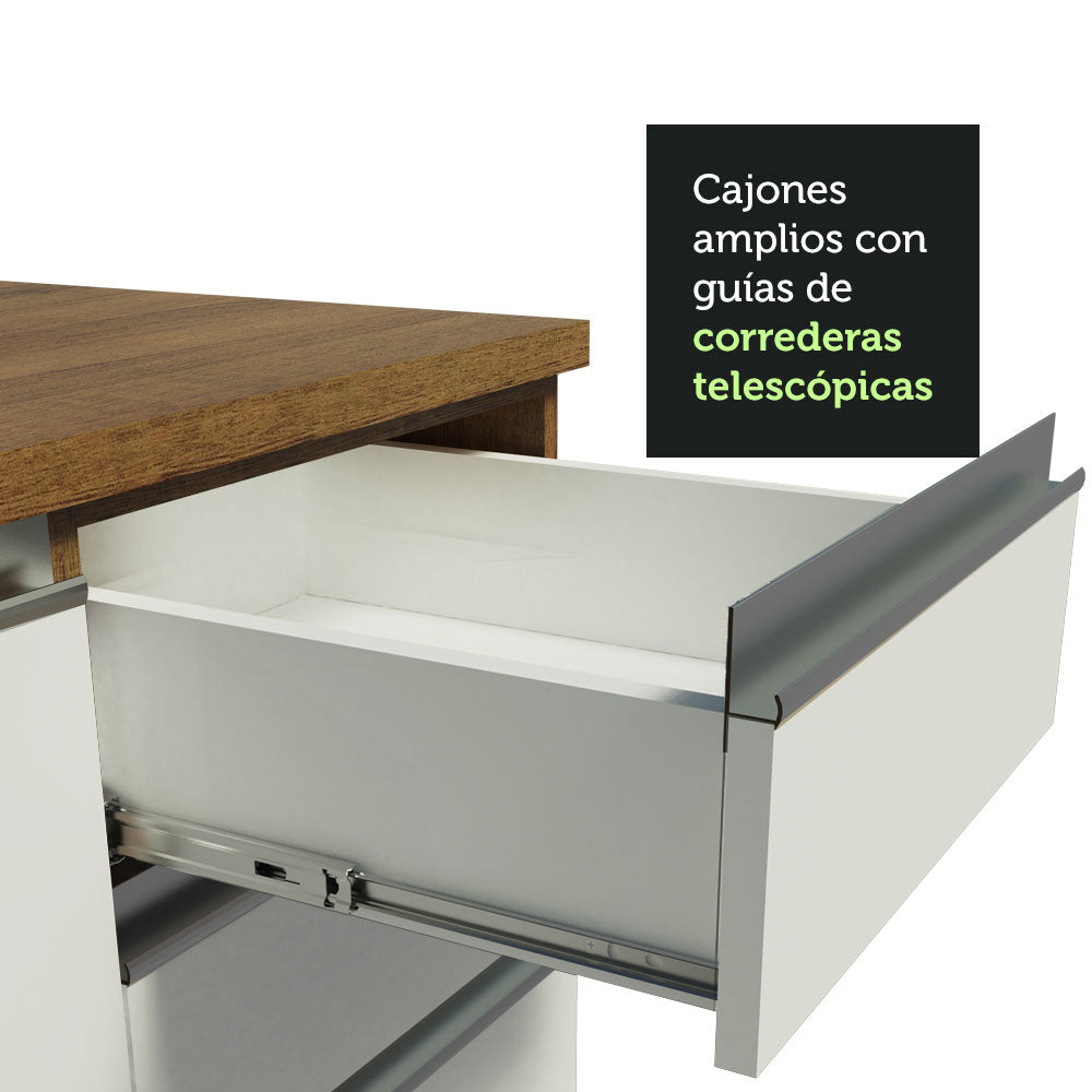 Gabinete Bajo para Fregadero con Accesorios de Cocina 120 x 60 cm 1 Puerta 2 Cajones (Con Encimera) Glamy Marrón/Blanco