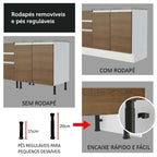 Gabinete Bajo 120 cm 1 Puerta 2 Cajones Blanco/Marrón Glamy Madesa
