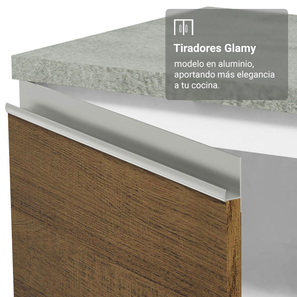 Gabinete Bajo para Fregadero con Accesorios de Cocina 120 x 60 cm 1 Puerta 2 Cajones (Con Encimera) Glamy Blanco/Marrón