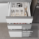 Gabinete Bajo para Fregadero con Accesorios de Cocina 120 x 60 cm 2 Puertas 3 Cajones (Con Encimera) Glamy Blanco