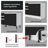 Gabinete Bajo para Tarja 120 x 60 cm 2 Puertas 3 Cajones (Sin Encimera) Glamy Blanco/Negro