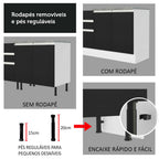 Gabinete Bajo 120 cm 2 Puertas 3 Cajones Blanco/Negro Glamy Madesa