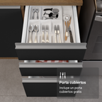 Gabinete Bajo para Fregadero con Accesorios de Cocina 120 cm 2 Puertas 3 Cajones Marrón/Negro Glamy Madesa