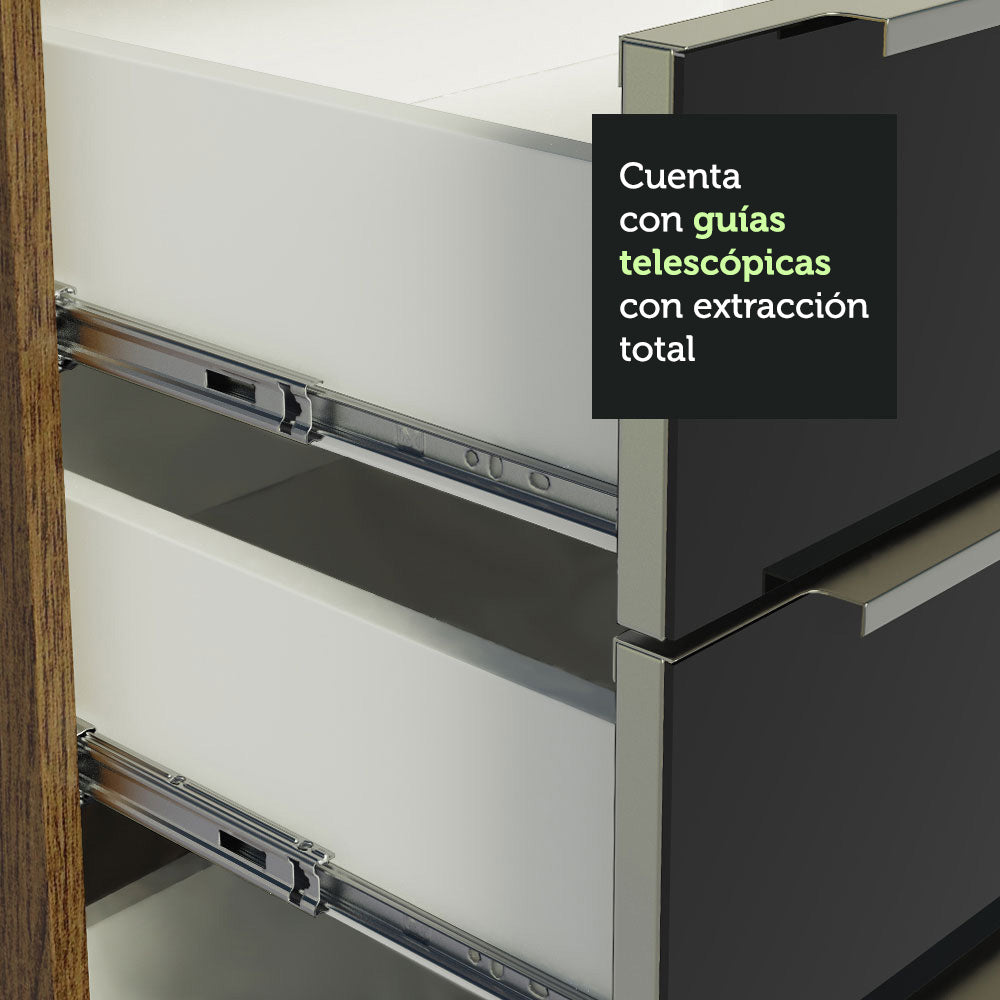 Gabinete Bajo para Fregadero con Accesorios de Cocina 120 cm 2 Puertas 3 Cajones Marrón/Negro Lux Madesa