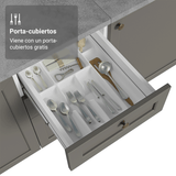 Gabinete Bajo de Cocina 40 x 60 cm 3 Cajones (Con Encimera) Blanco/Gris Vik Madesa