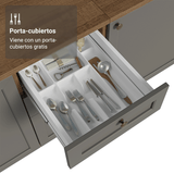 Gabinete Bajo de Cocina 40 x 60 cm 3 Cajones (Con Encimera) Marrón/Gris Vik Madesa