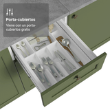 Gabinete Bajo de Cocina 40 x 60 cm 3 Cajones (Sin encimera) Blanco/Verde Vik Madesa