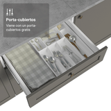 Gabinete Bajo de Cocina 60 x 60 cm 3 Cajones (Con Encimera) Blanco/Gris Vik Madesa