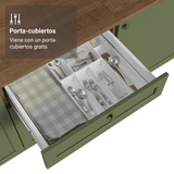 Gabinete Bajo de Cocina 60 x 60 cm 3 Cajones (Sin encimera) Marrón/Verde Vik Madesa