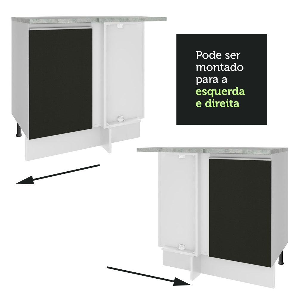 Gabinete Bajo Esquinero 102 cm 1 Puerta Blanco/Negro Glamy Madesa