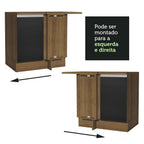 Gabinete Bajo Esquinero 80 cm 1 Puerta Sin Encimera Marrón/Negro Glamy Madesa