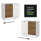 Gabinete Bajo Esquinero 80 cm 1 Puerta Sin Encimera Blanco/Marrón Glamy Madesa