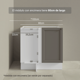 Gabinete Bajo Esquinero para Línea de 60 cm Profundidad (Sin encimera) Blanco/Gris Vik Madesa