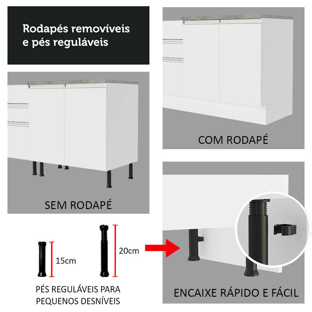 Gabinete Bajo 80 x 60 cm 2 Puertas (Con Encimera) Glamy Blanco