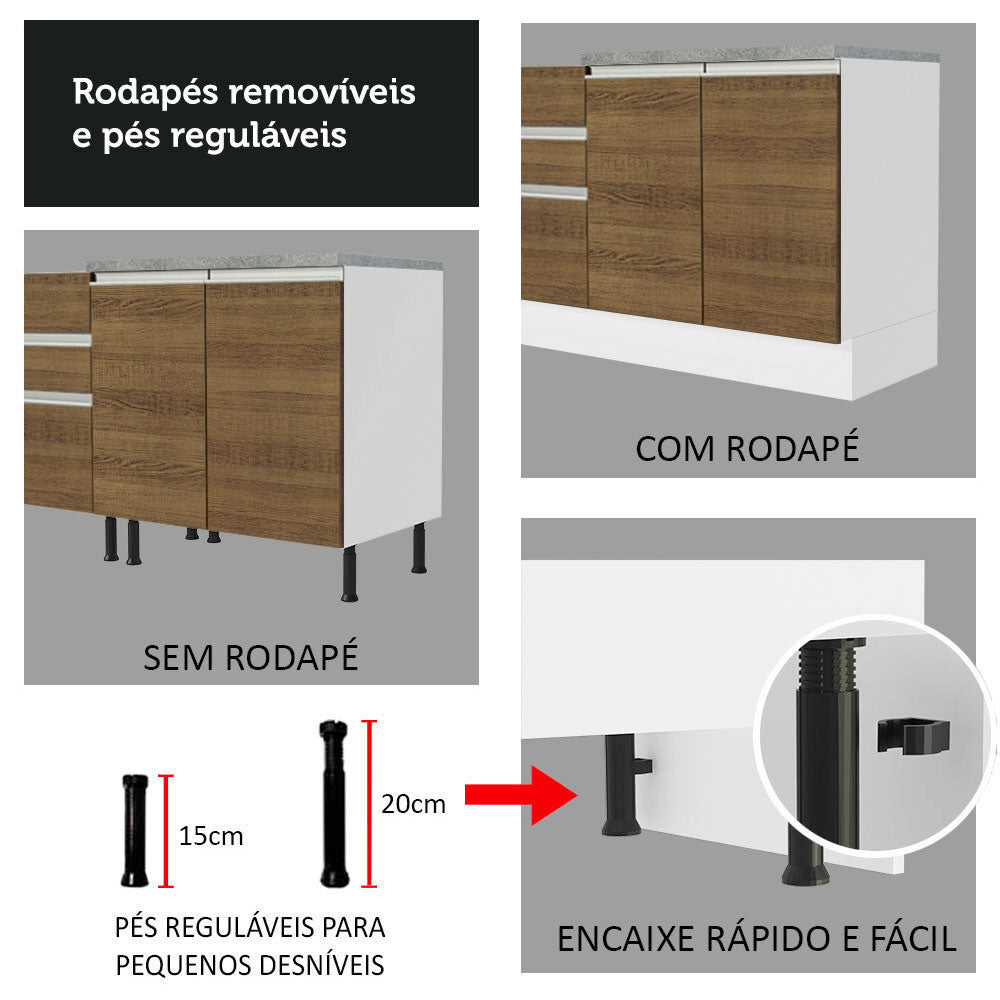 Gabinete Bajo 80 x 60 cm 2 Puertas (Con Encimera) Glamy Blanco/Marrón