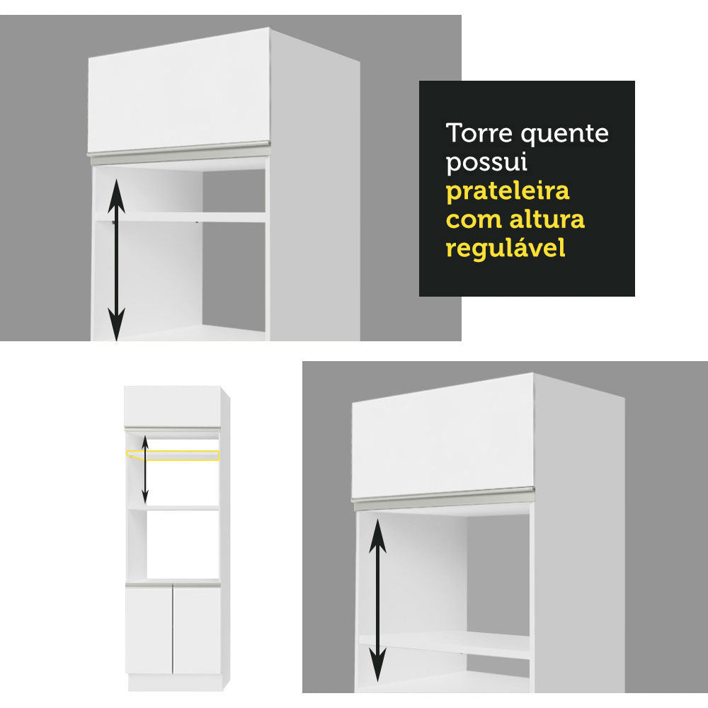 Mueble de Cocina para Horno 70 x 60 cm 3 Puertas Blanco Glamy